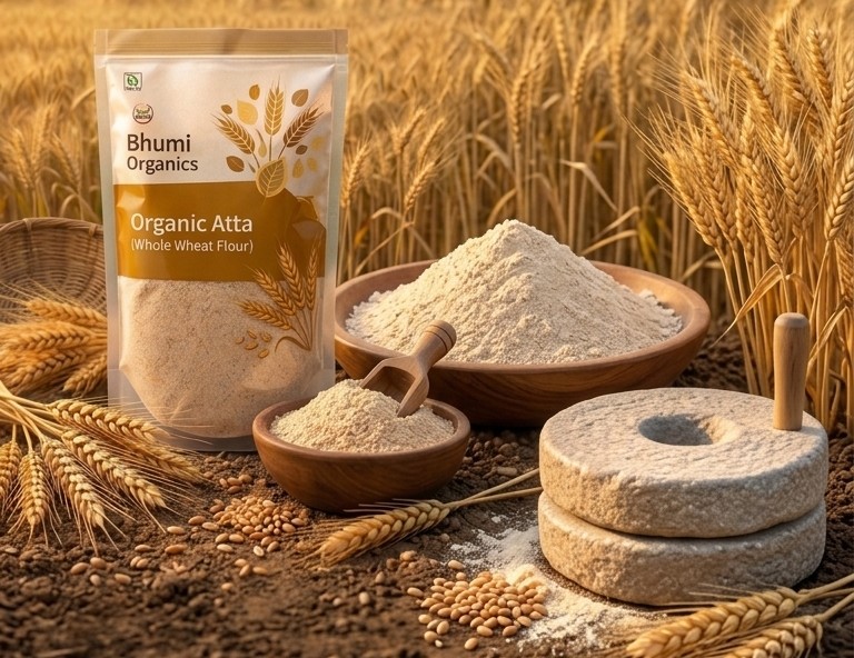 Pouch of organic atta